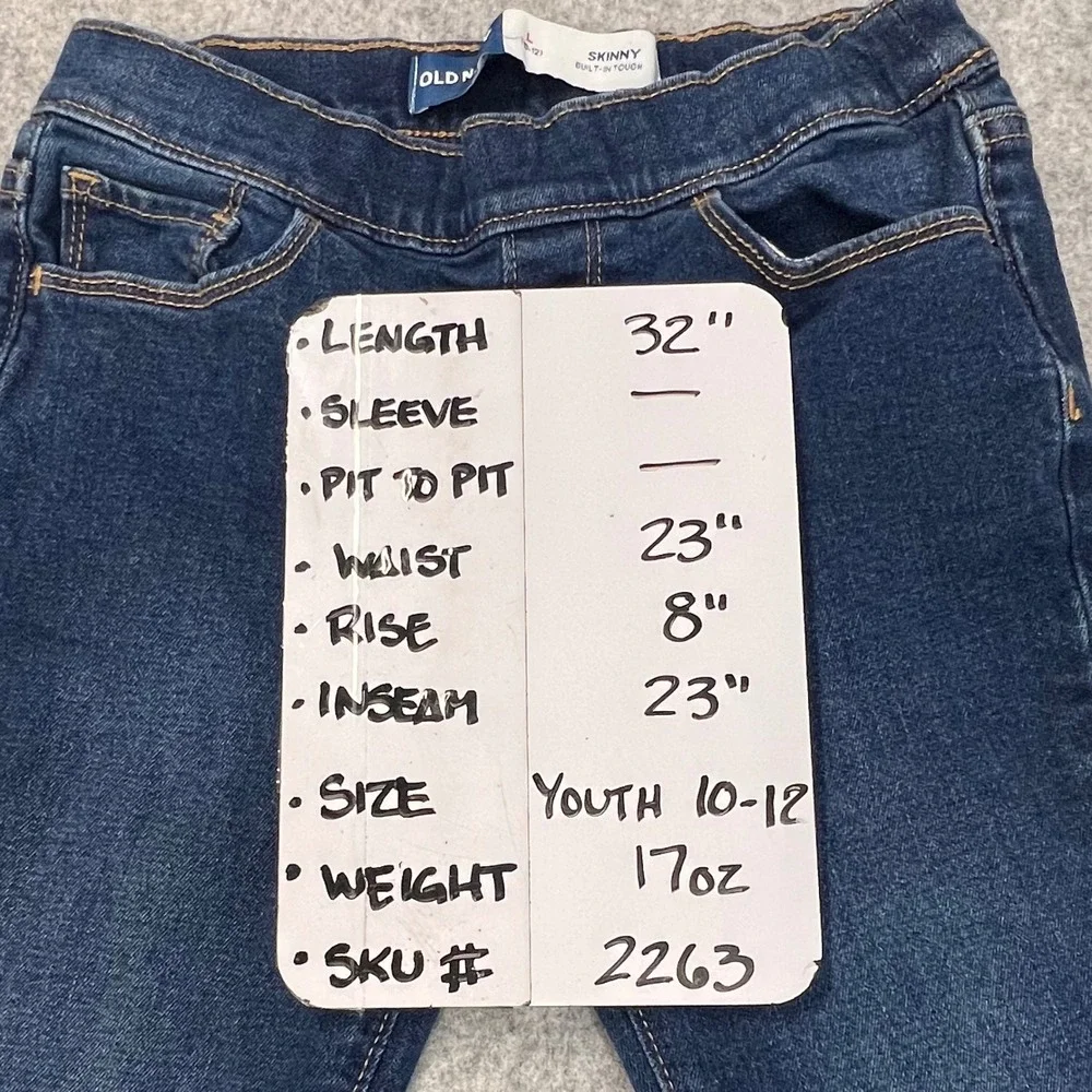 Old Navy Kids Skinny Built-In Tough Dark Wash Adjustable Waist Jeans Large 10-12